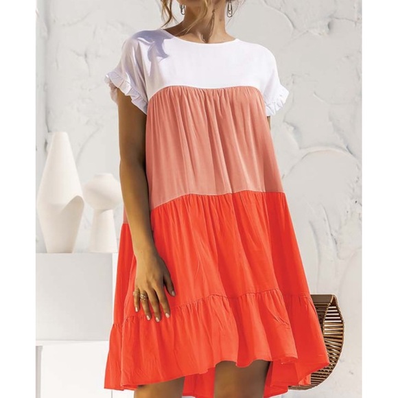 Boho spring summer ruffle trim mini dress - Picture 12 of 12